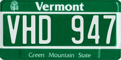 VT license plate VHD947