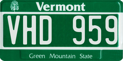 VT license plate VHD959