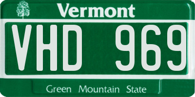 VT license plate VHD969