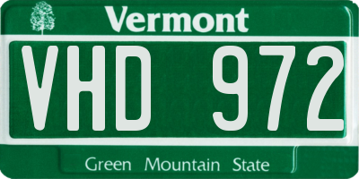 VT license plate VHD972