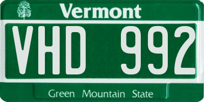 VT license plate VHD992