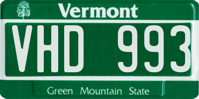 VT license plate VHD993