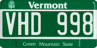 VT license plate VHD998