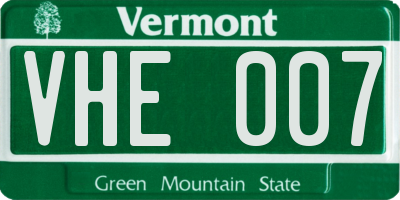 VT license plate VHE007