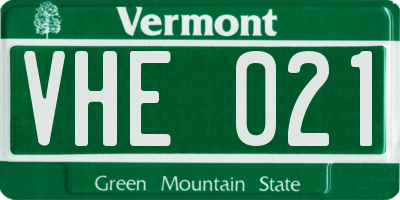 VT license plate VHE021