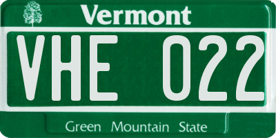 VT license plate VHE022