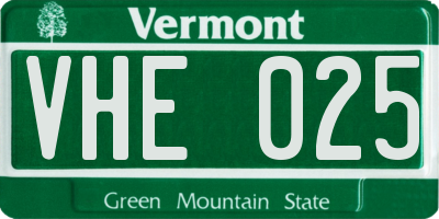 VT license plate VHE025
