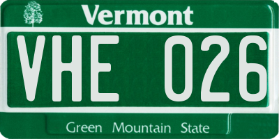 VT license plate VHE026