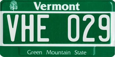 VT license plate VHE029