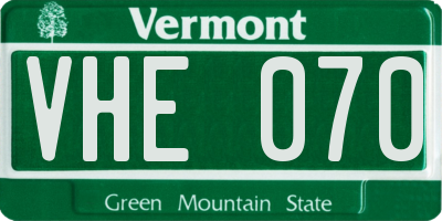 VT license plate VHE070