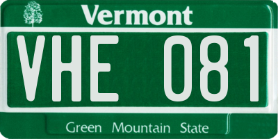 VT license plate VHE081