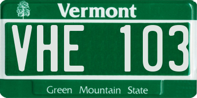 VT license plate VHE103
