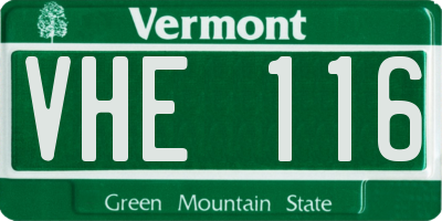 VT license plate VHE116