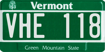 VT license plate VHE118