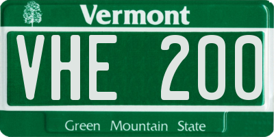 VT license plate VHE200