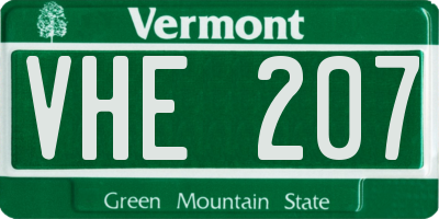 VT license plate VHE207