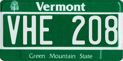 VT license plate VHE208