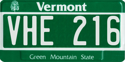 VT license plate VHE216