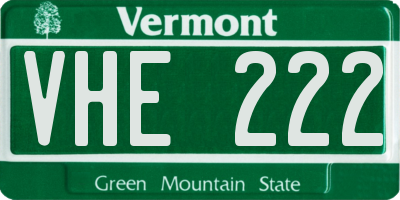 VT license plate VHE222