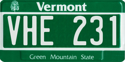 VT license plate VHE231