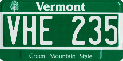 VT license plate VHE235