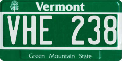 VT license plate VHE238