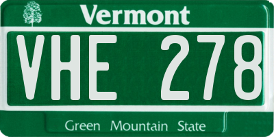 VT license plate VHE278