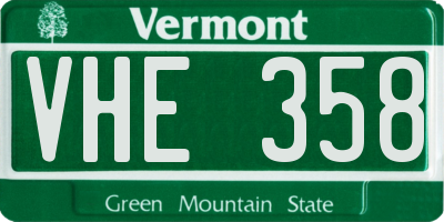VT license plate VHE358