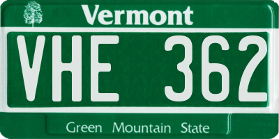 VT license plate VHE362