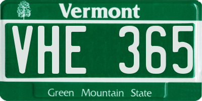 VT license plate VHE365