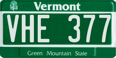 VT license plate VHE377