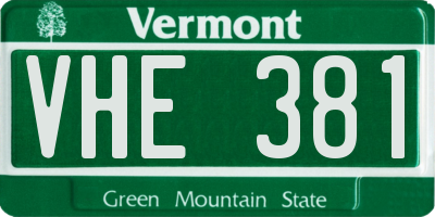 VT license plate VHE381