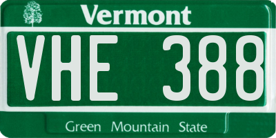 VT license plate VHE388