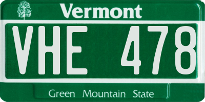 VT license plate VHE478