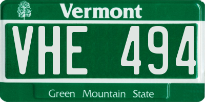 VT license plate VHE494