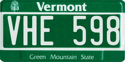 VT license plate VHE598