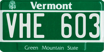 VT license plate VHE603