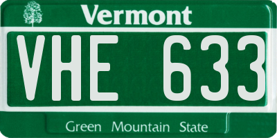 VT license plate VHE633