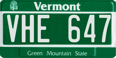 VT license plate VHE647