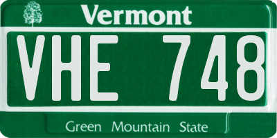 VT license plate VHE748