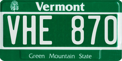 VT license plate VHE870