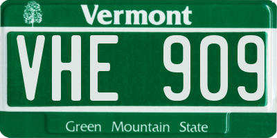 VT license plate VHE909
