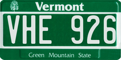 VT license plate VHE926