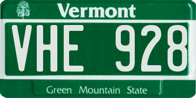 VT license plate VHE928