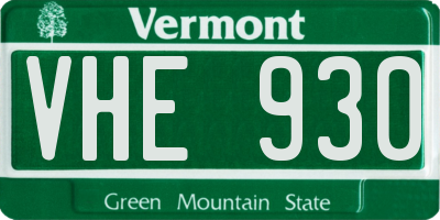 VT license plate VHE930