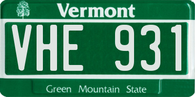 VT license plate VHE931