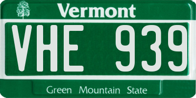 VT license plate VHE939