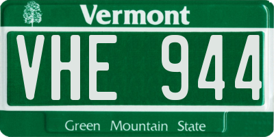 VT license plate VHE944