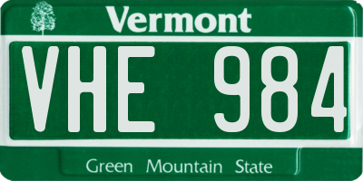 VT license plate VHE984