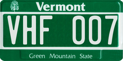 VT license plate VHF007